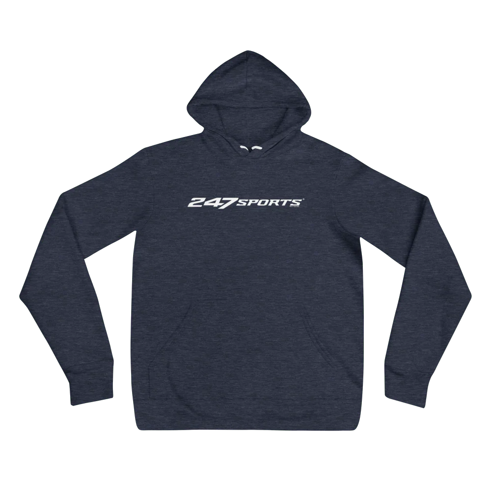 247Sports Logo White Adult Fleece Hooded Sweatshirt - Image 3