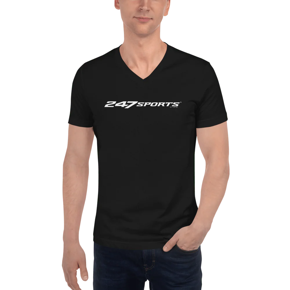 247 Sports White Logo V-Neck Short Sleeve T-Shirt