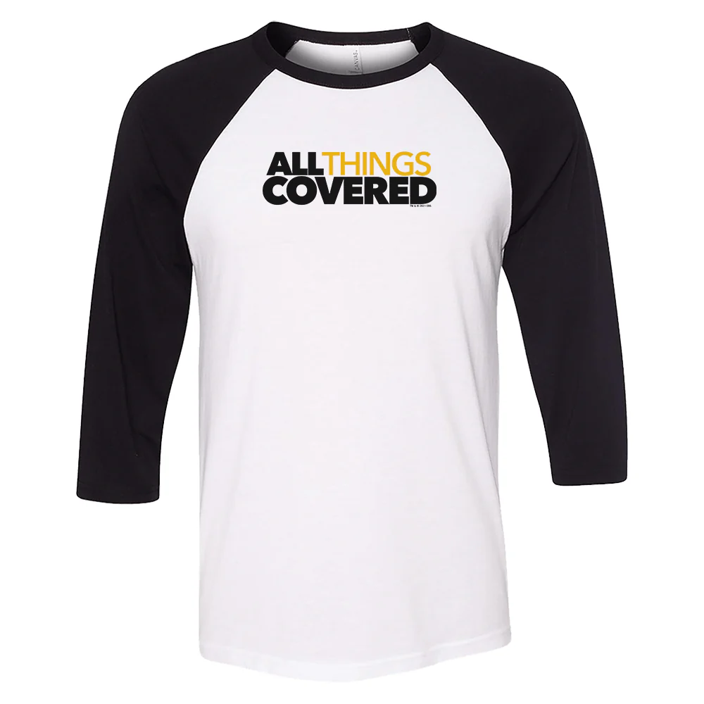 All Things Covered Podcast Logo 3/4 Sleeve Baseball T-Shirt