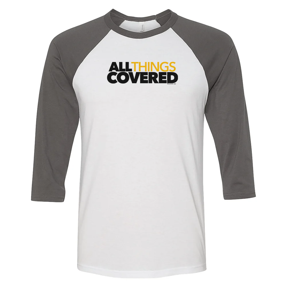 All Things Covered Podcast Logo 3/4 Sleeve Baseball T-Shirt - Image 3