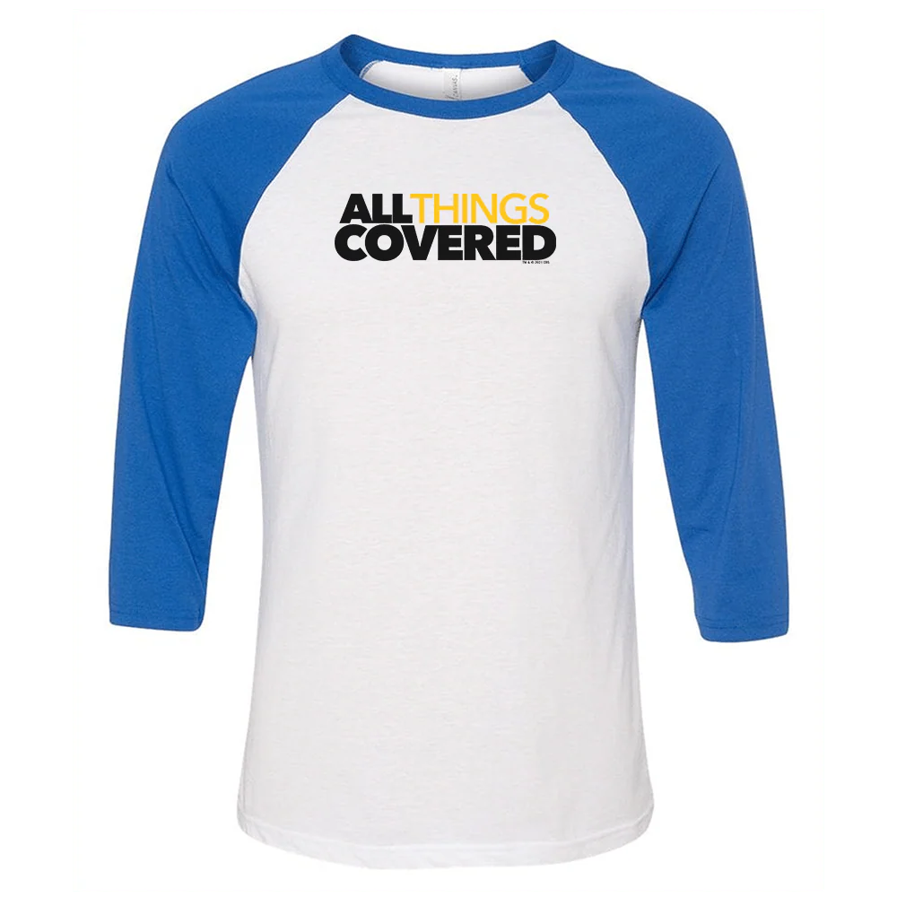 All Things Covered Podcast Logo 3/4 Sleeve Baseball T-Shirt - Image 5