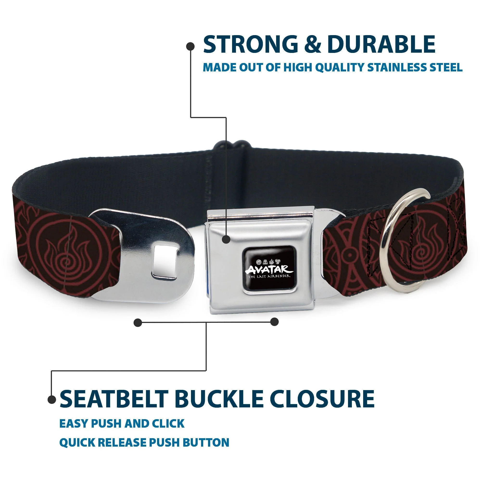 Avatar: Last Airbender Fire Element Seatbelt Buckle Dog Collar - Image 4
