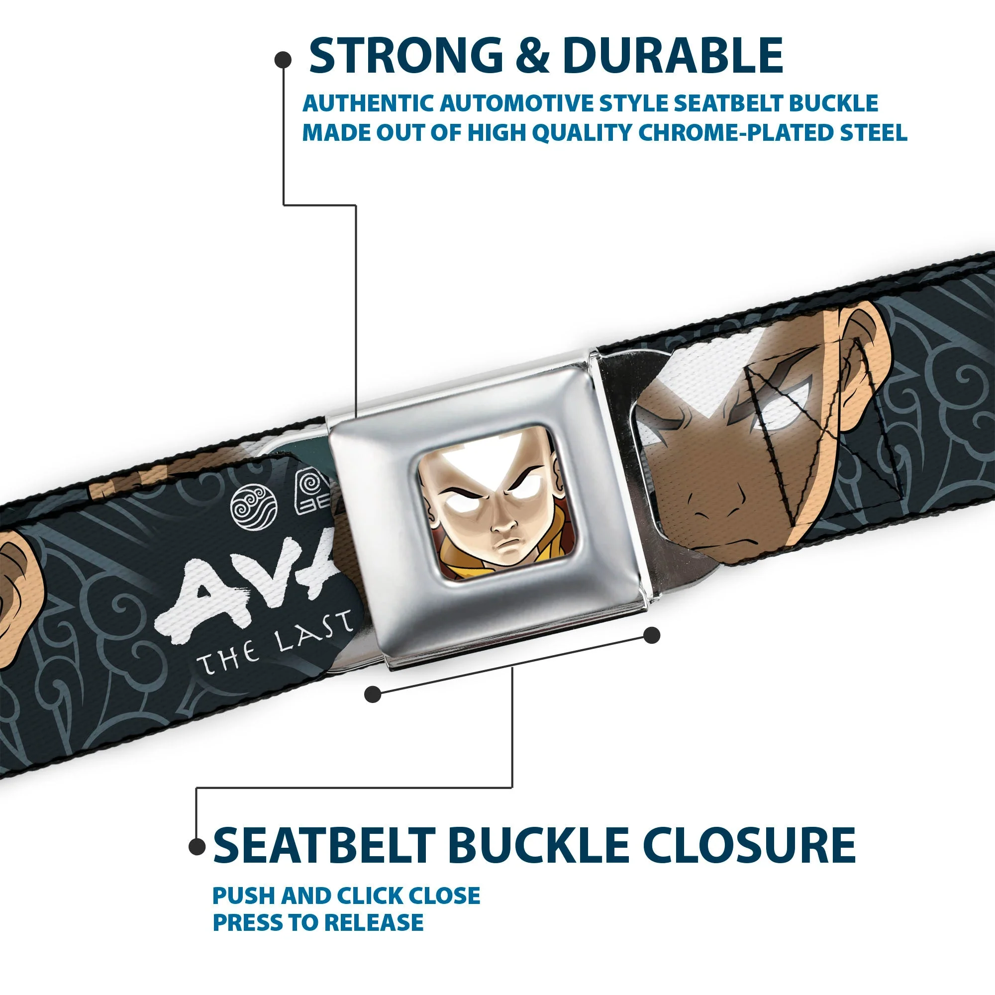 Avatar: The Last Airbender Aang Face & Logo Seatbelt Belt - Image 7