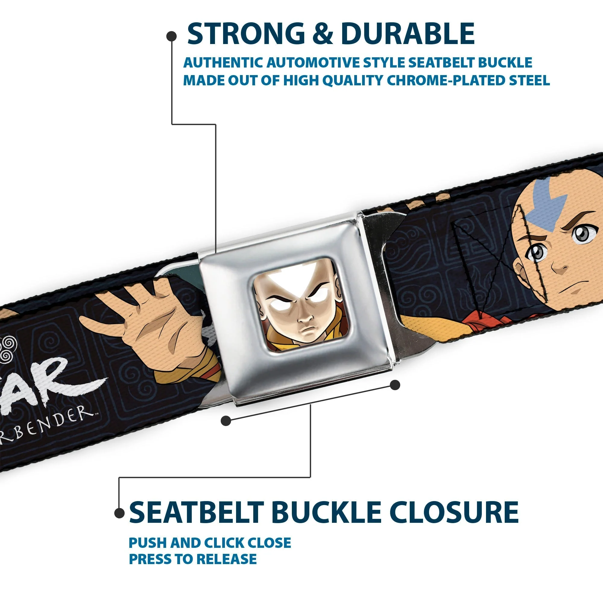 Avatar: The Last Airbender Aang Face and Logo Seatbelt Belt - Image 7