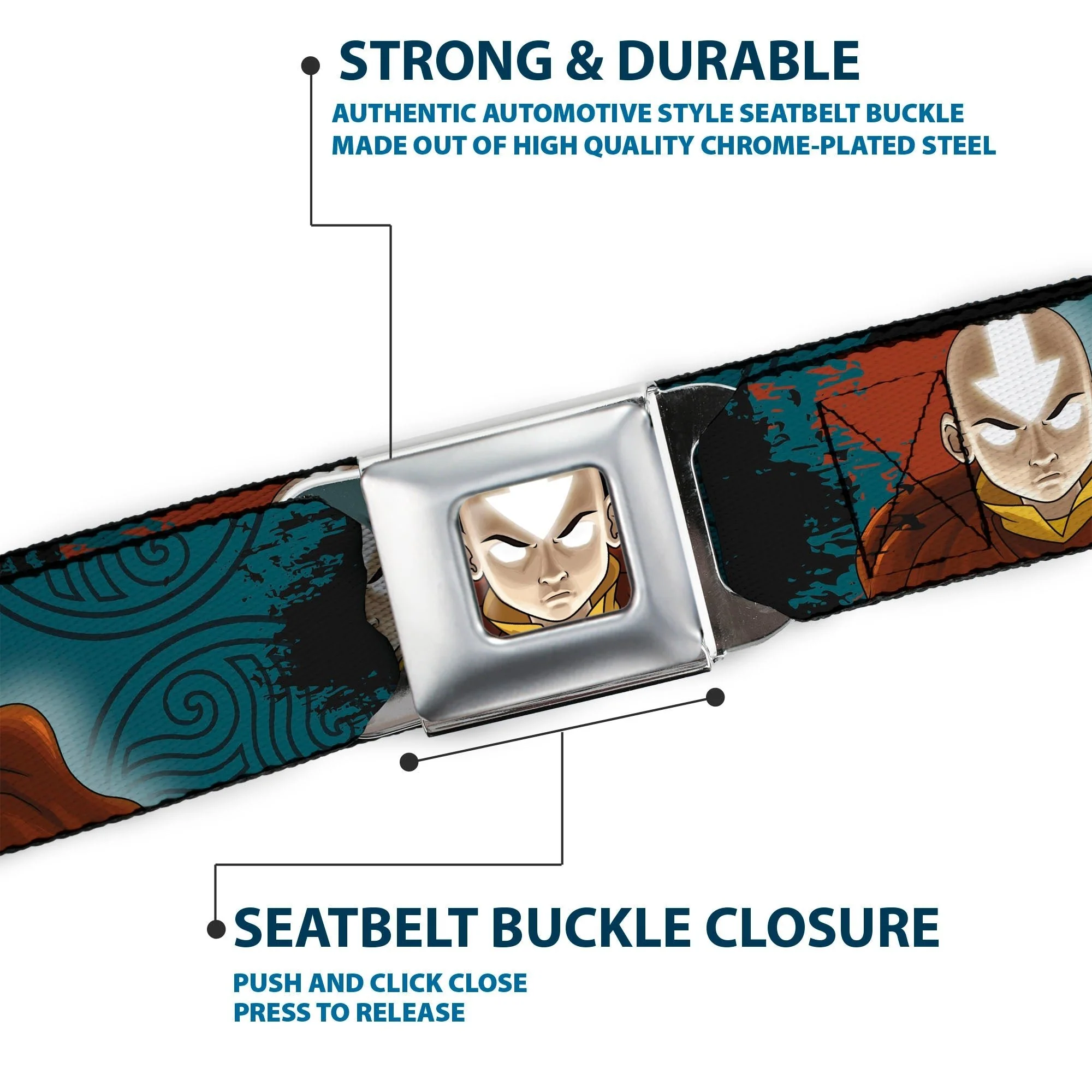 Avatar: The Last Airbender Aang Face Graphic Seatbelt Belt - Image 7