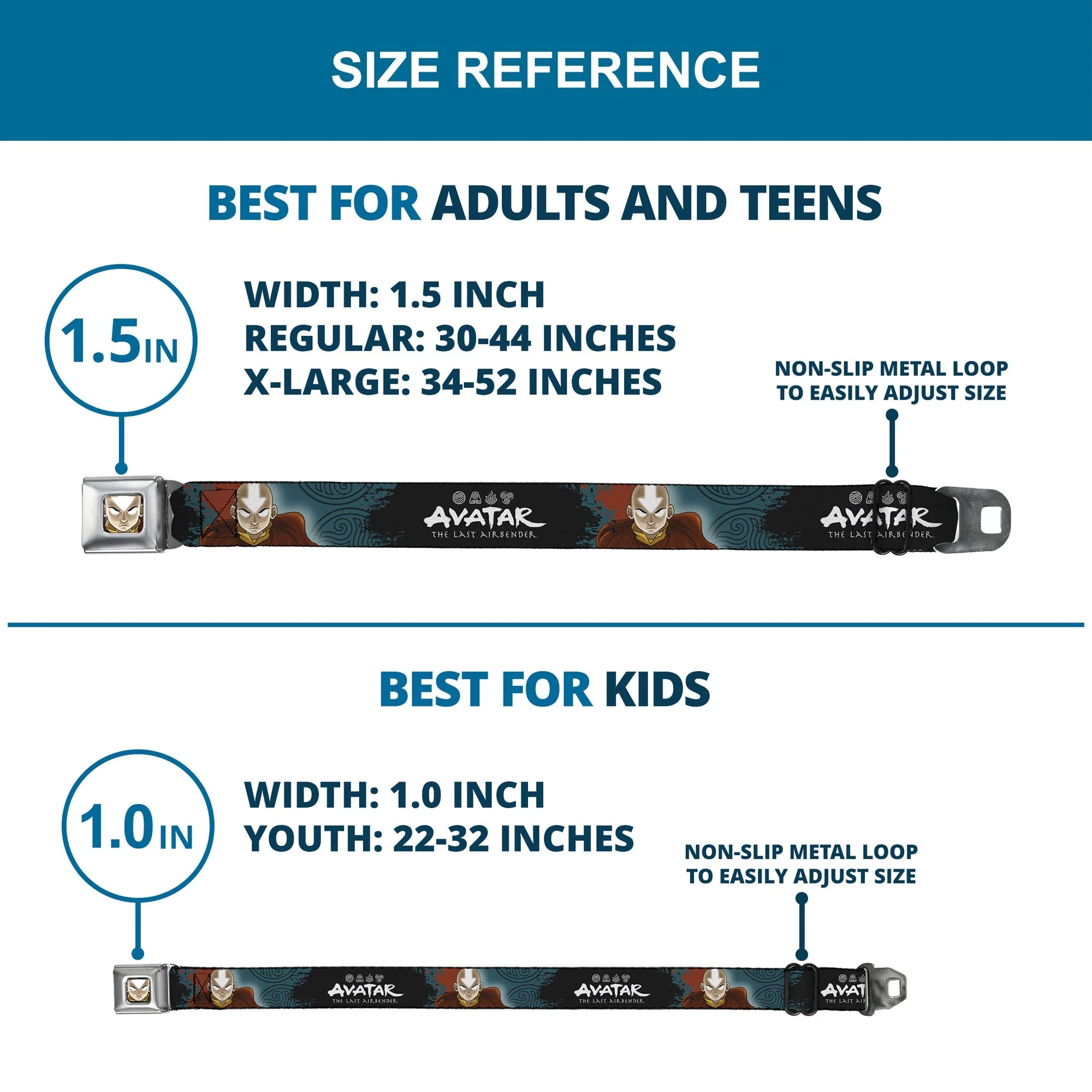 Avatar: The Last Airbender Aang Face Graphic Seatbelt Belt - Image 8
