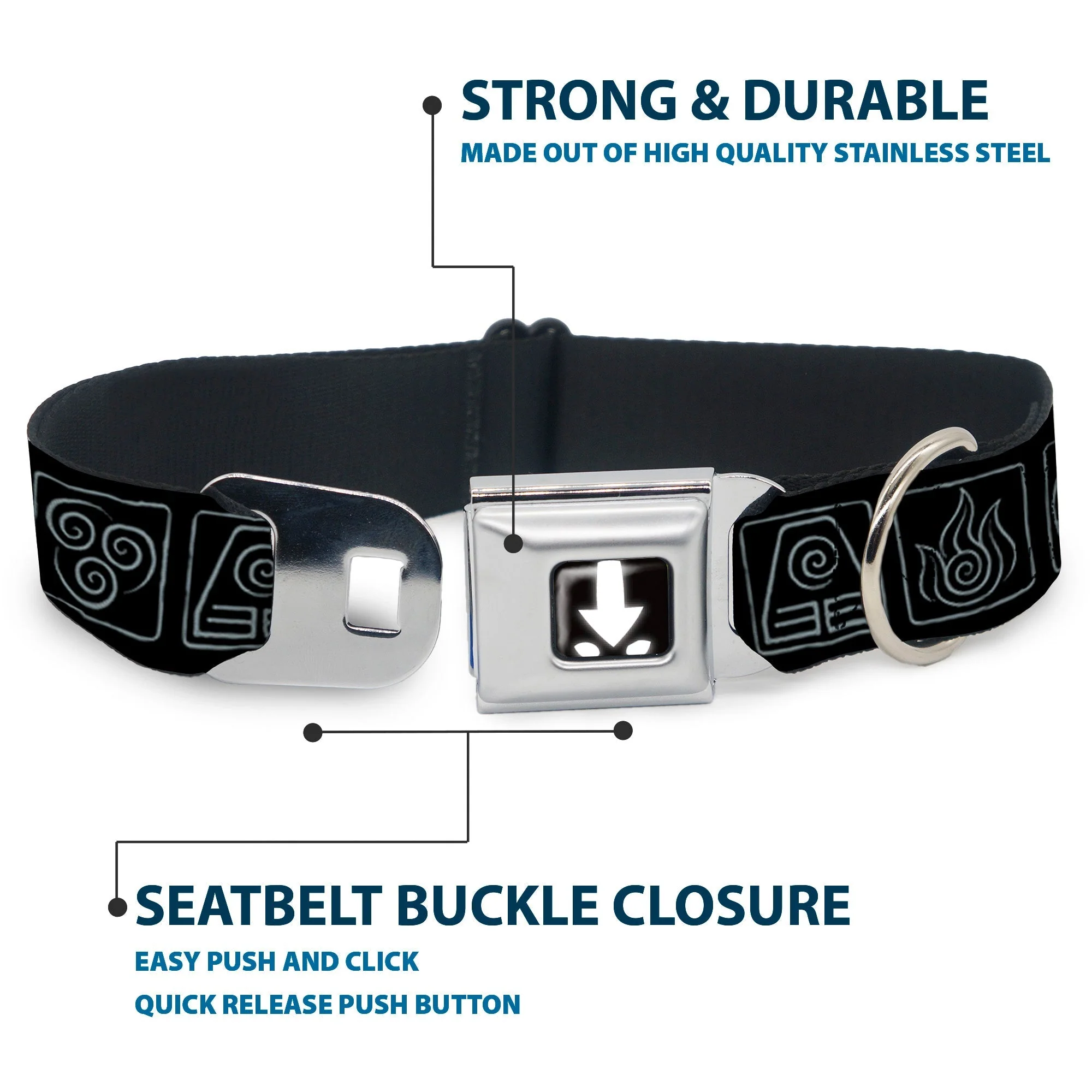 Avatar: The Last Airbender Aang Elements Seatbelt Dog Collar - Image 4