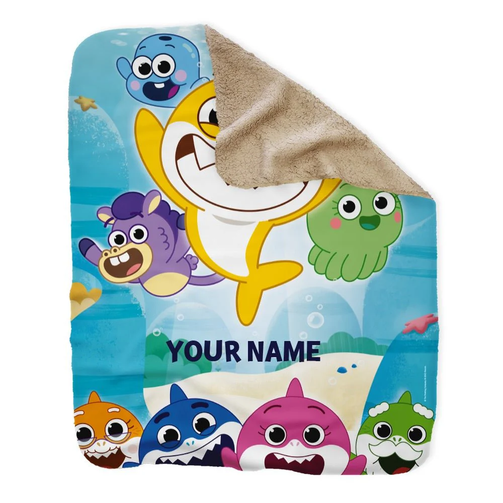 Baby Shark's Big Show Undersea World Personalized Sherpa Blanket - Image 3