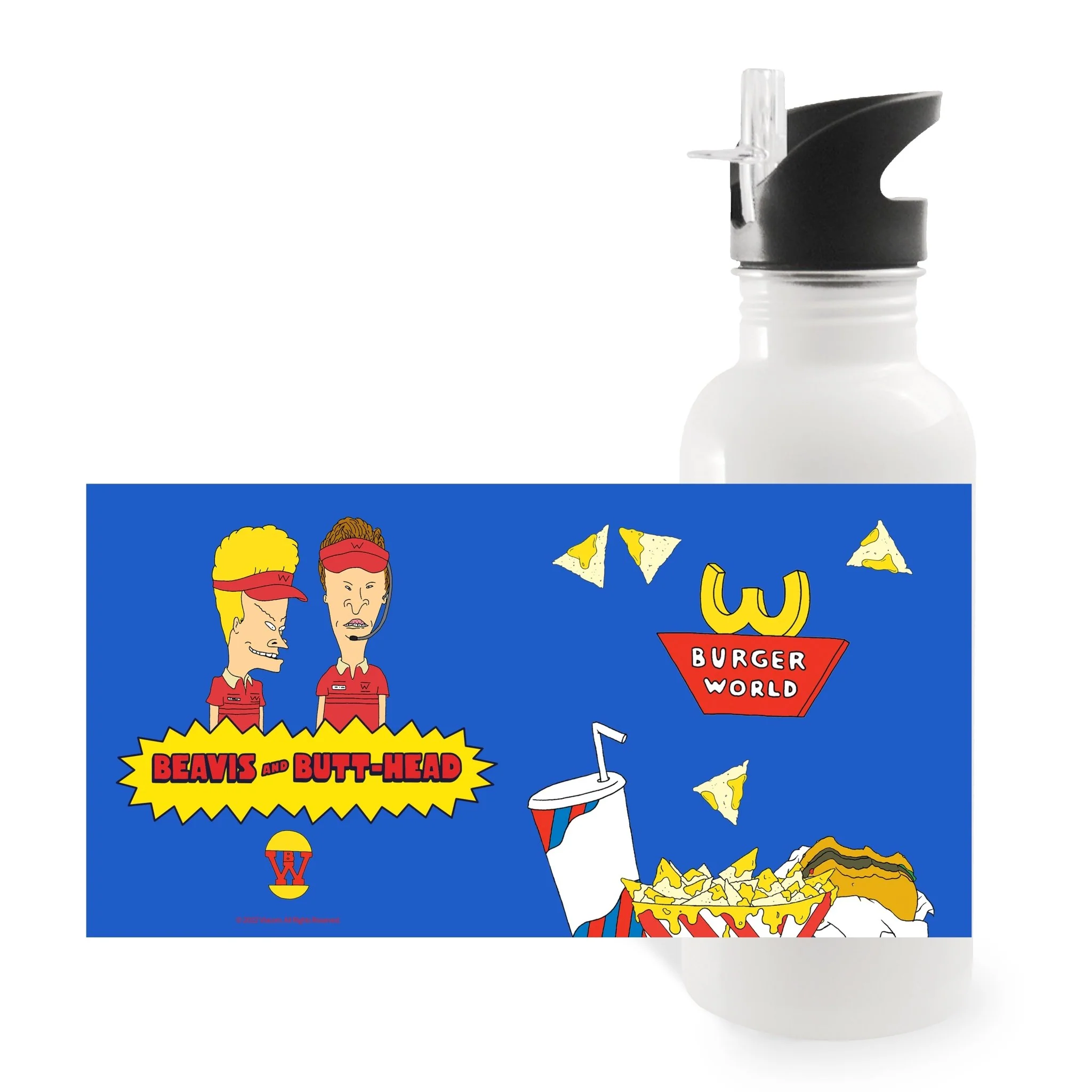 Beavis and Butt-Head Burger World 20 oz Screw Top Water Bottle with Straw - Image 2