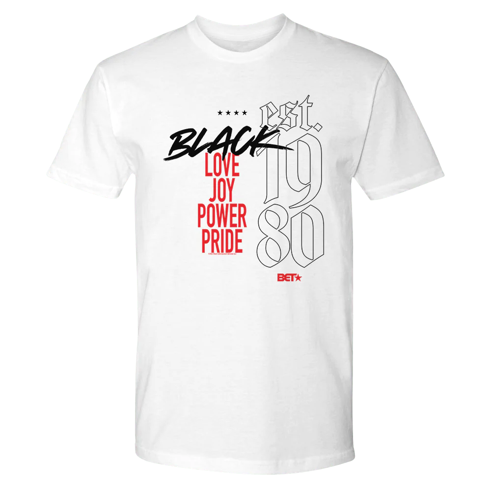 BET Love Joy Power Pride Adult Short Sleeve T-Shirt - Image 4