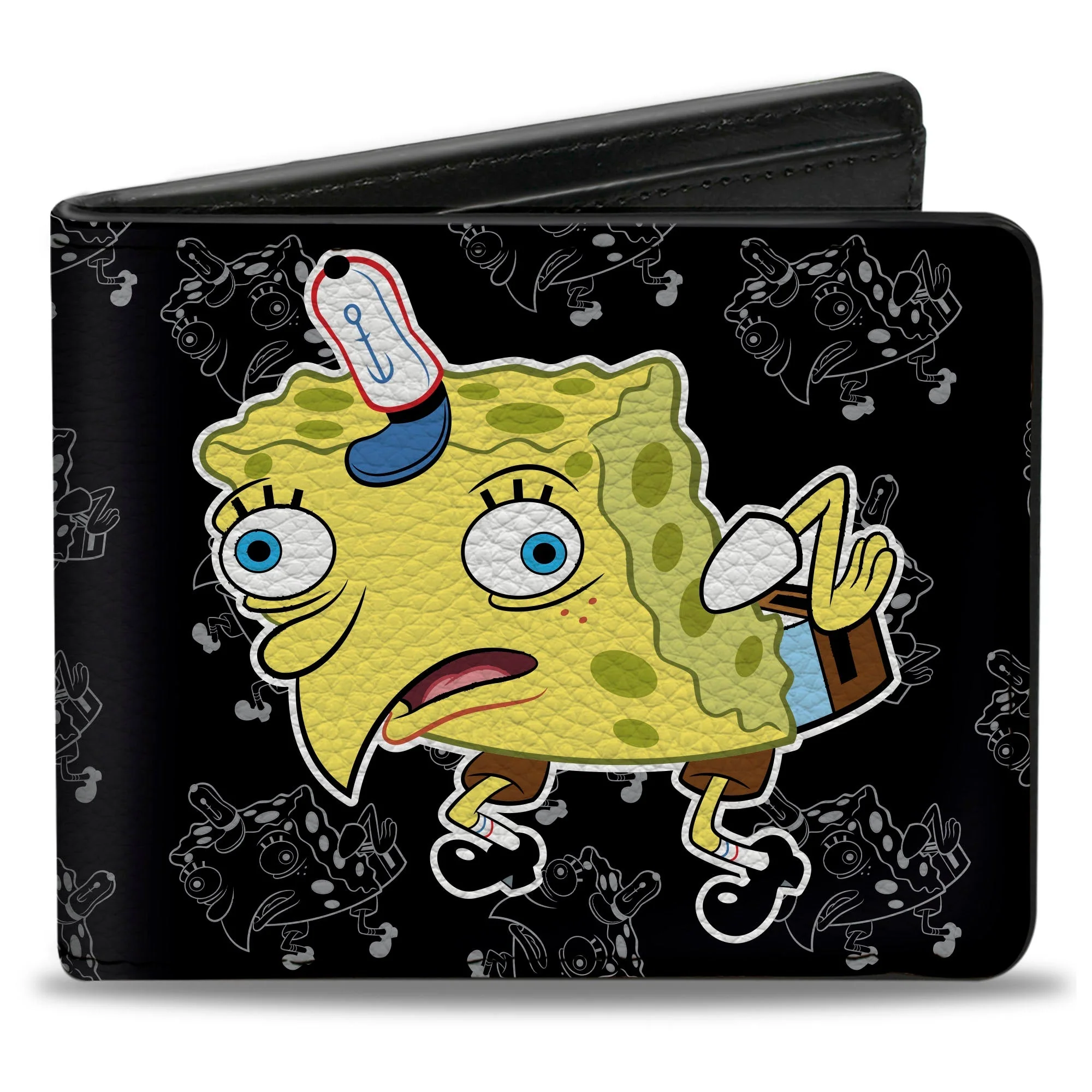 SpongeBob SquarePants Bi-Fold Wallet Mocking SpongeBob Pose Outline Black Gray