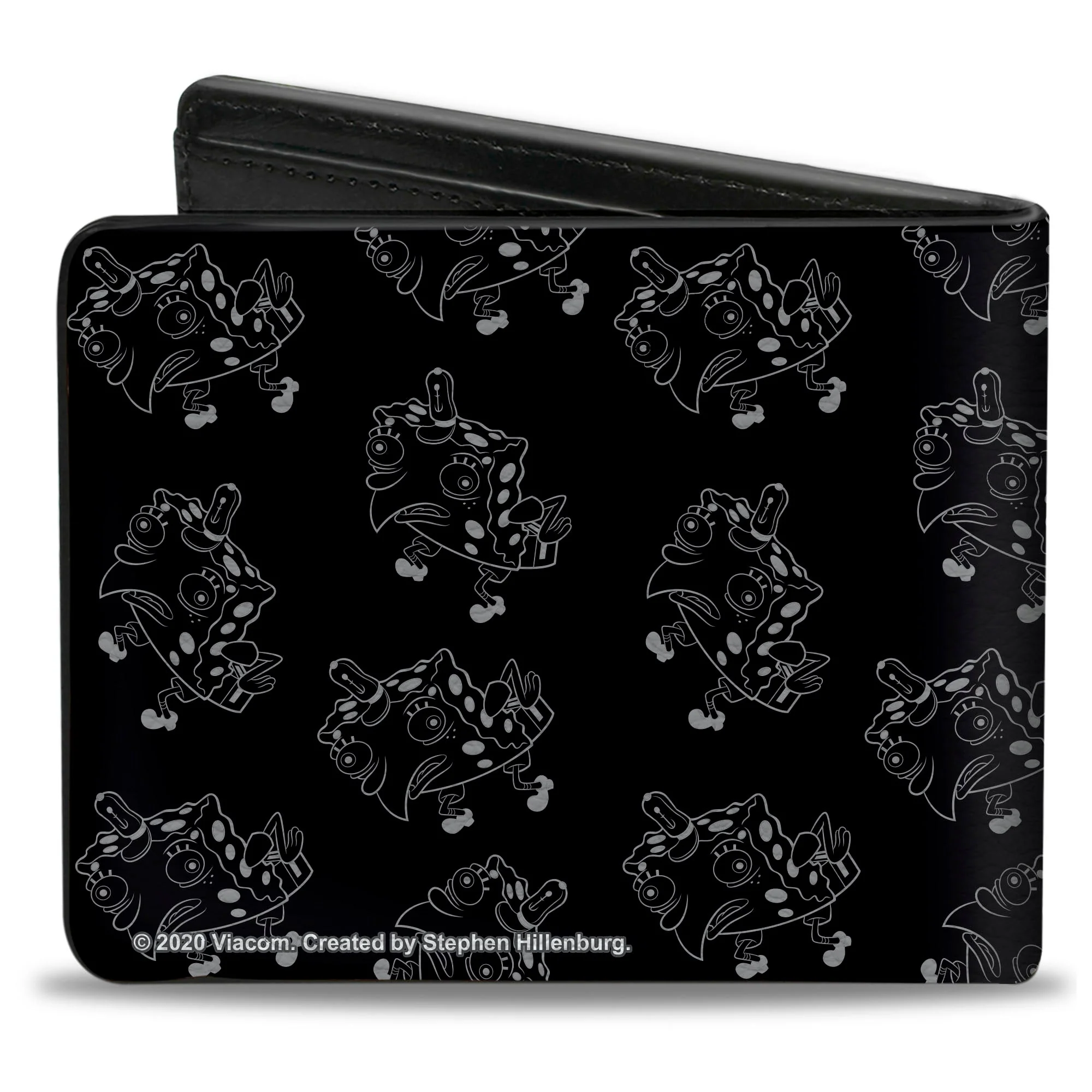 SpongeBob SquarePants Bi-Fold Wallet Mocking SpongeBob Pose Outline Black Gray - Image 2