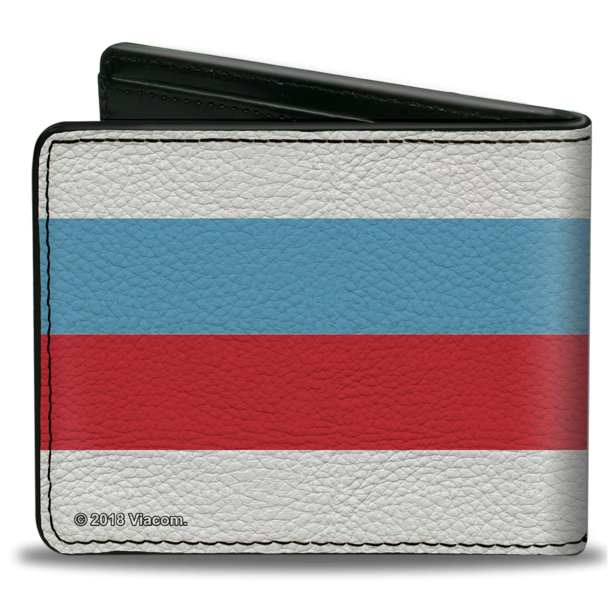 SpongeBob SquarePants Bi-Fold Wallet Mocking SpongeBob Pose Stripe Vegan Leather White Black Red Blue - Image 2