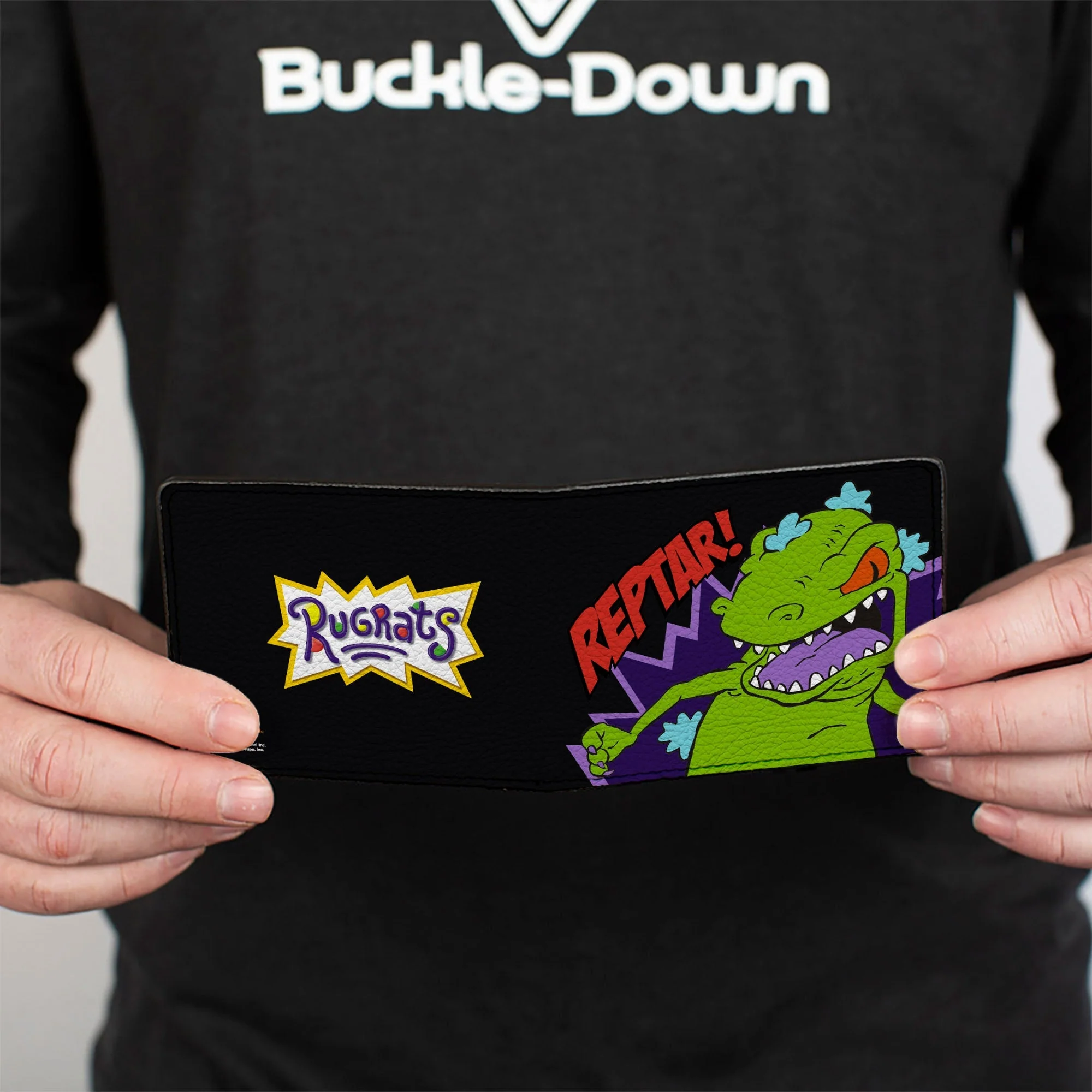 Rugrats Reptar Pose and Logo Vegan Leather Bi-Fold Wallet - Image 4