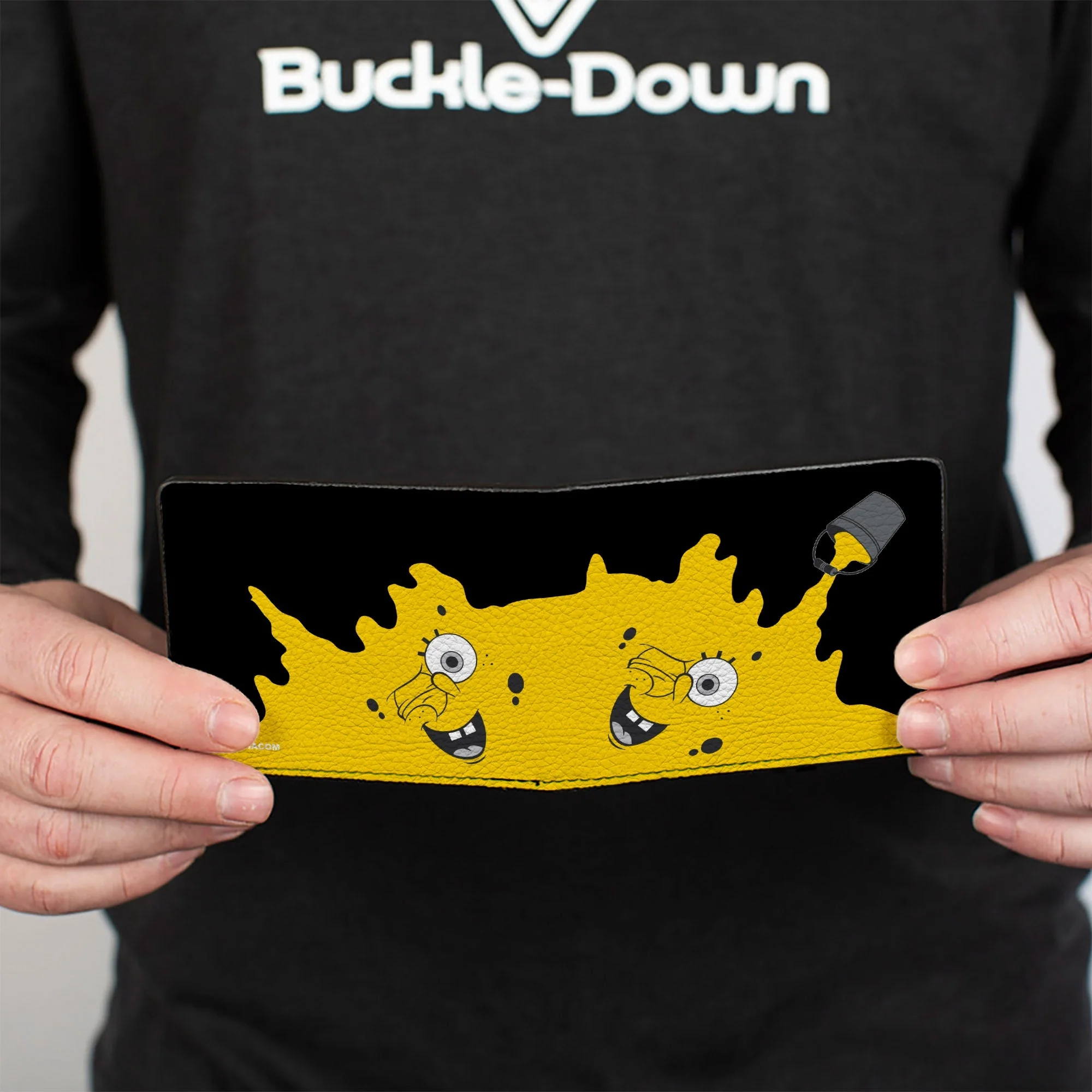SpongeBob SquarePants Bi-Fold Wallet Paint Bucket Black Yellow Vegan Leather - Image 4