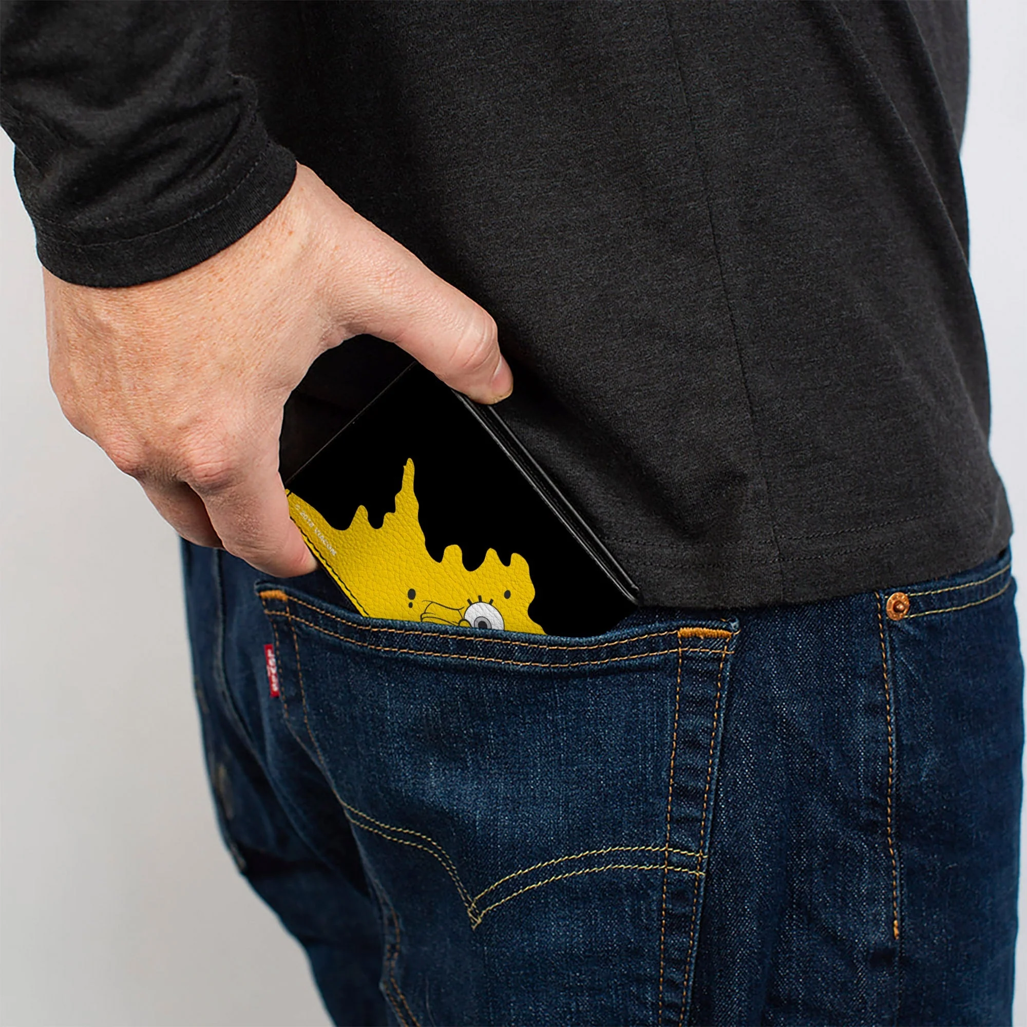 SpongeBob SquarePants Bi-Fold Wallet Paint Bucket Black Yellow Vegan Leather - Image 5