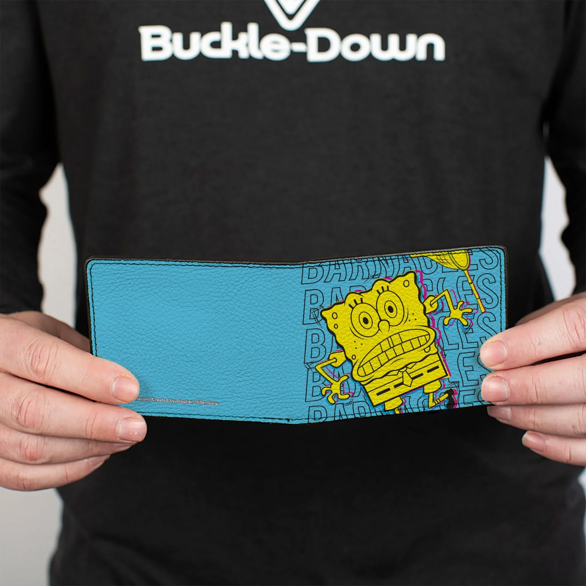 SpongeBob SquarePants Bi-Fold Wallet BARNACLES Pose Men's Blue - Image 4