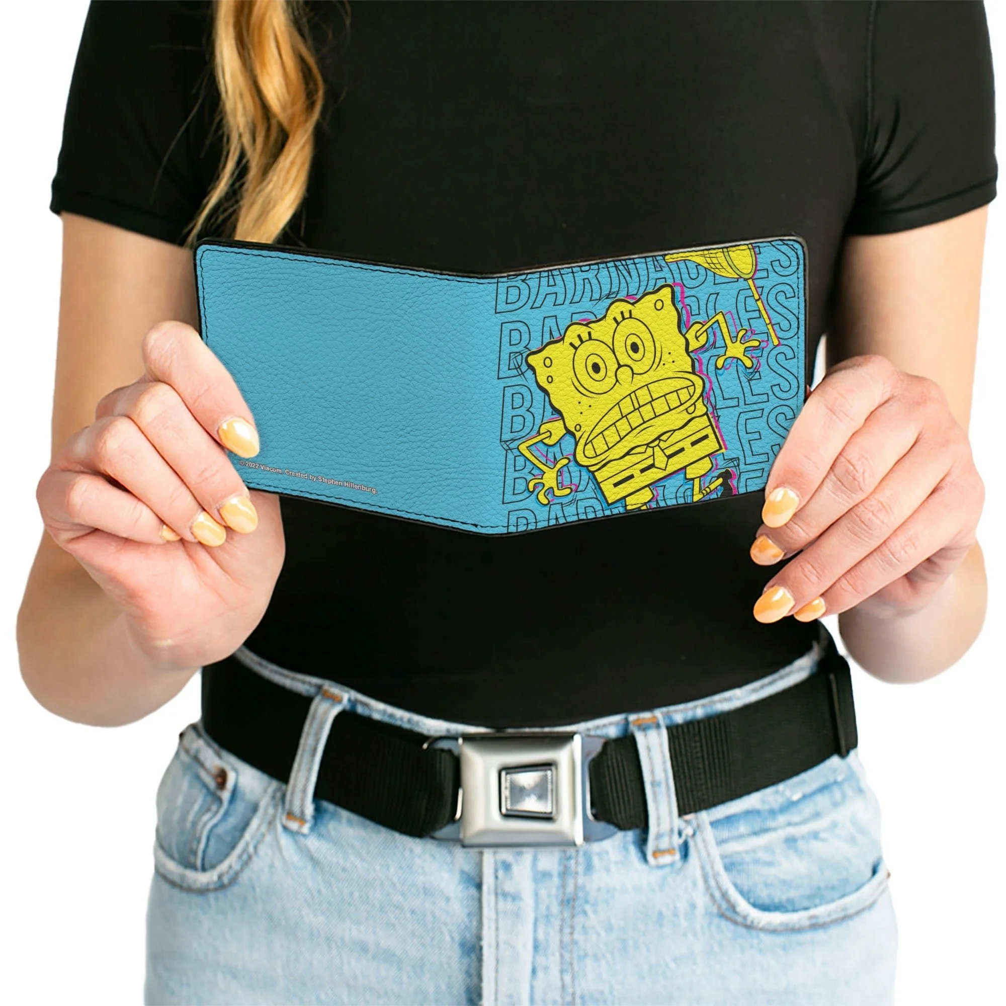 SpongeBob SquarePants Bi-Fold Wallet BARNACLES Pose Men's Blue - Image 6
