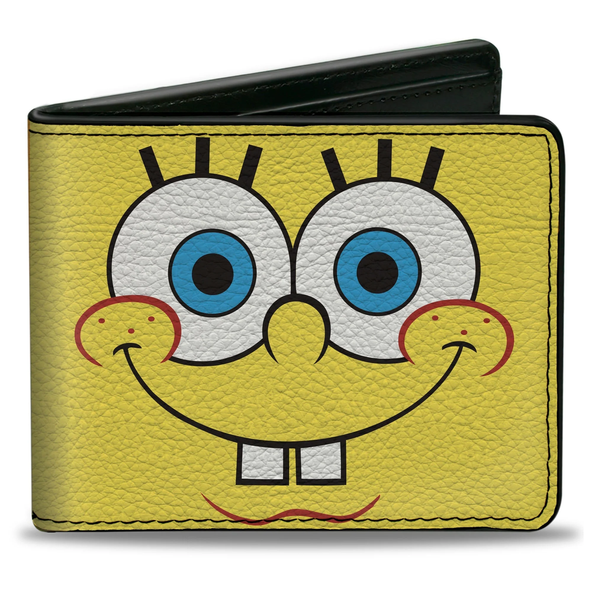 SpongeBob SquarePants Bi-Fold Wallet Close-Up Face Pineapple Blocks Vegan Leather