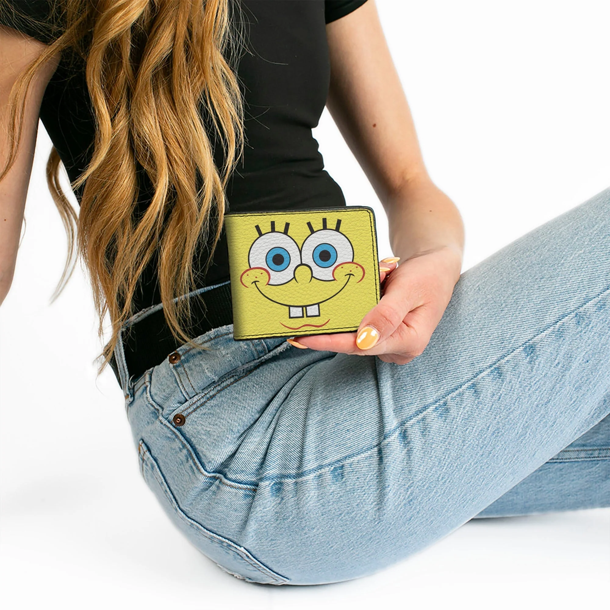 SpongeBob SquarePants Bi-Fold Wallet Close-Up Face Pineapple Blocks Vegan Leather - Image 7