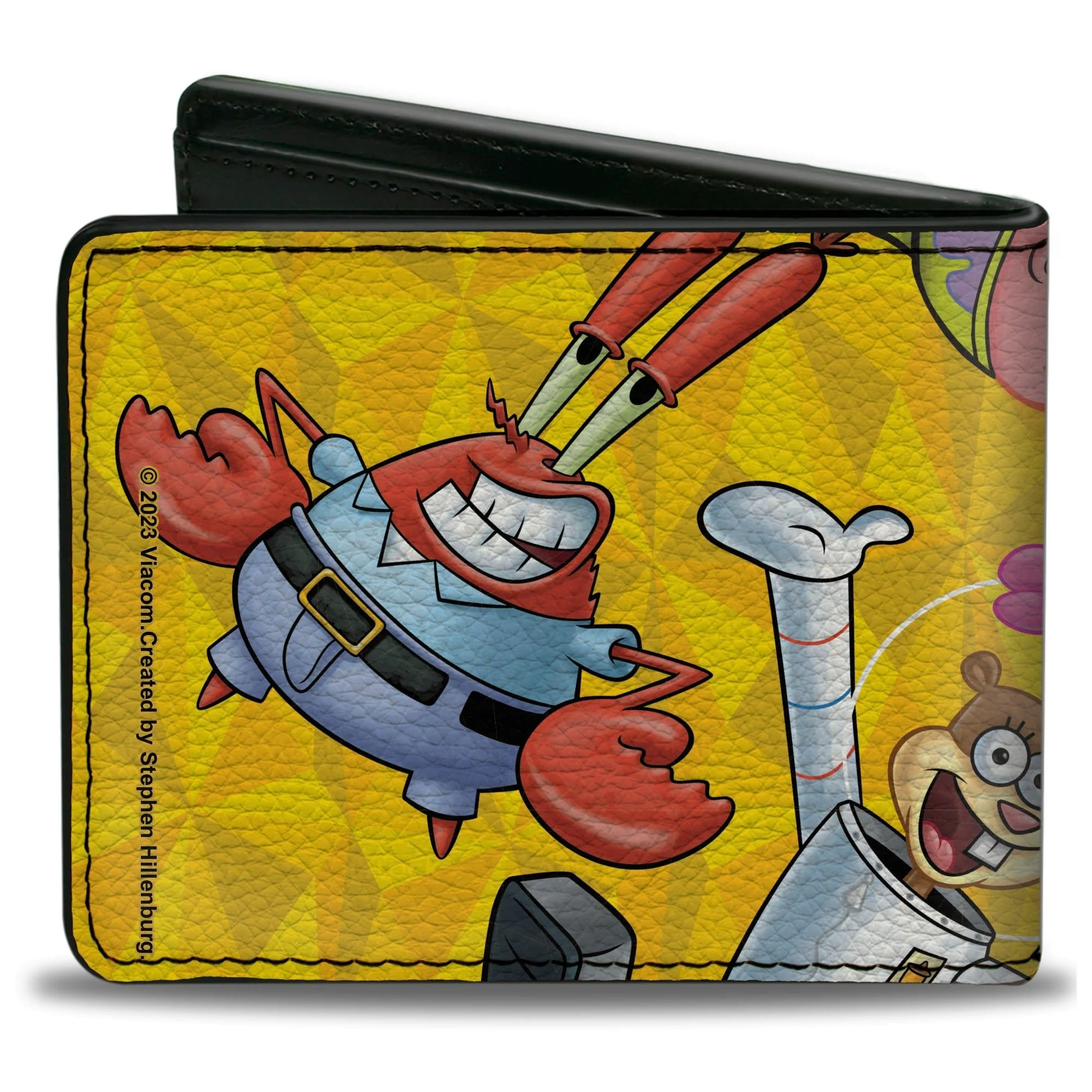 SpongeBob SquarePants Bi-Fold Wallet Characters Pose Toss Vegan Leather ID Holder Yellows - Image 2