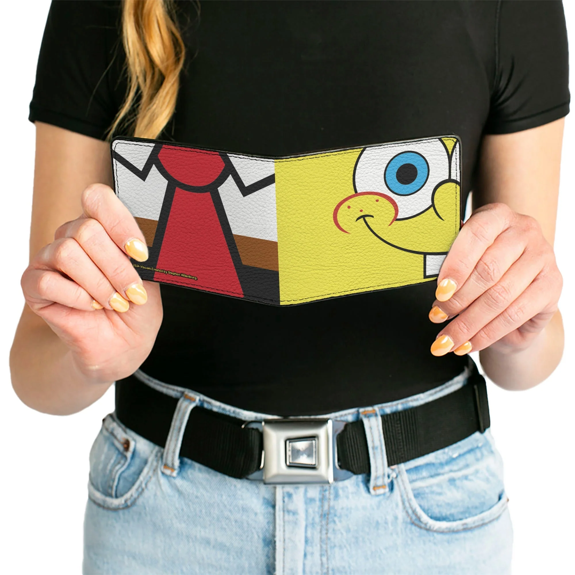 SpongeBob SquarePants Bi-Fold Wallet Face and Tie Character Close-Up Blocks Men's - Image 6