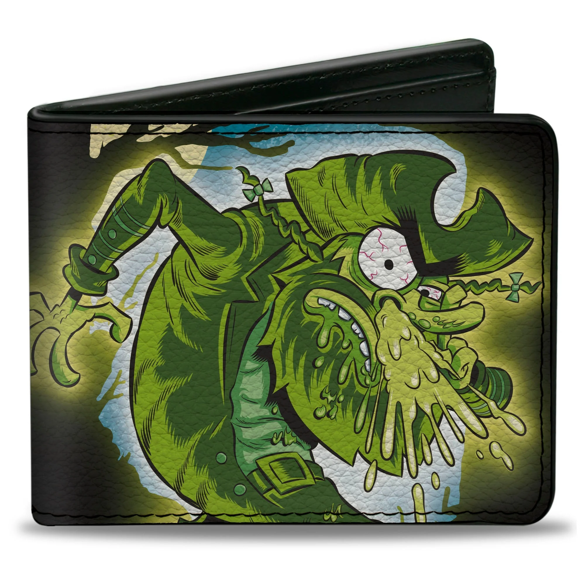 SpongeBob SquarePants Bi-Fold Wallet Flying Dutchman Snot Pose Black/Greens.
