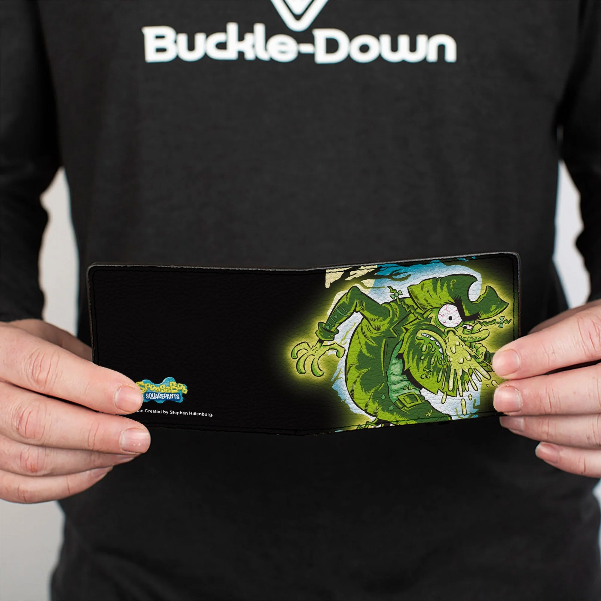 SpongeBob SquarePants Bi-Fold Wallet Flying Dutchman Snot Pose Black/Greens. - Image 4