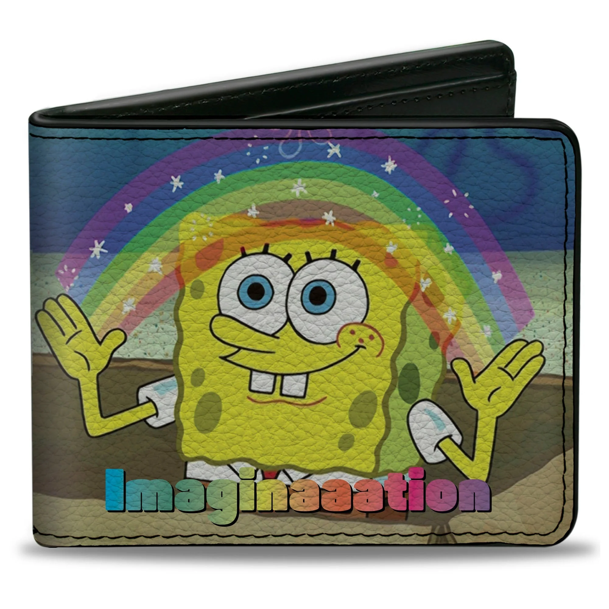 SpongeBob SquarePants Bi-Fold Wallet IMAGINAAATION Smiling Rainbow Pose.
