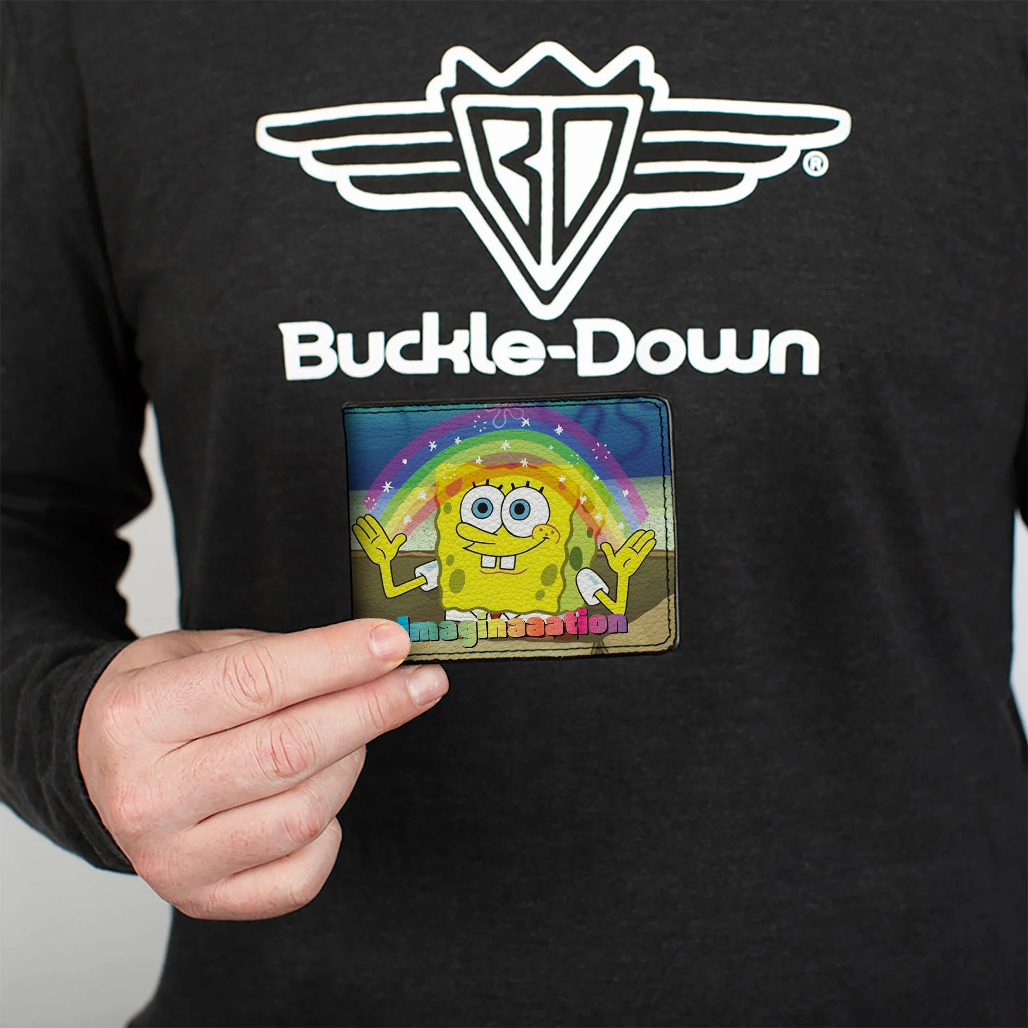 SpongeBob SquarePants Bi-Fold Wallet IMAGINAAATION Smiling Rainbow Pose. - Image 3