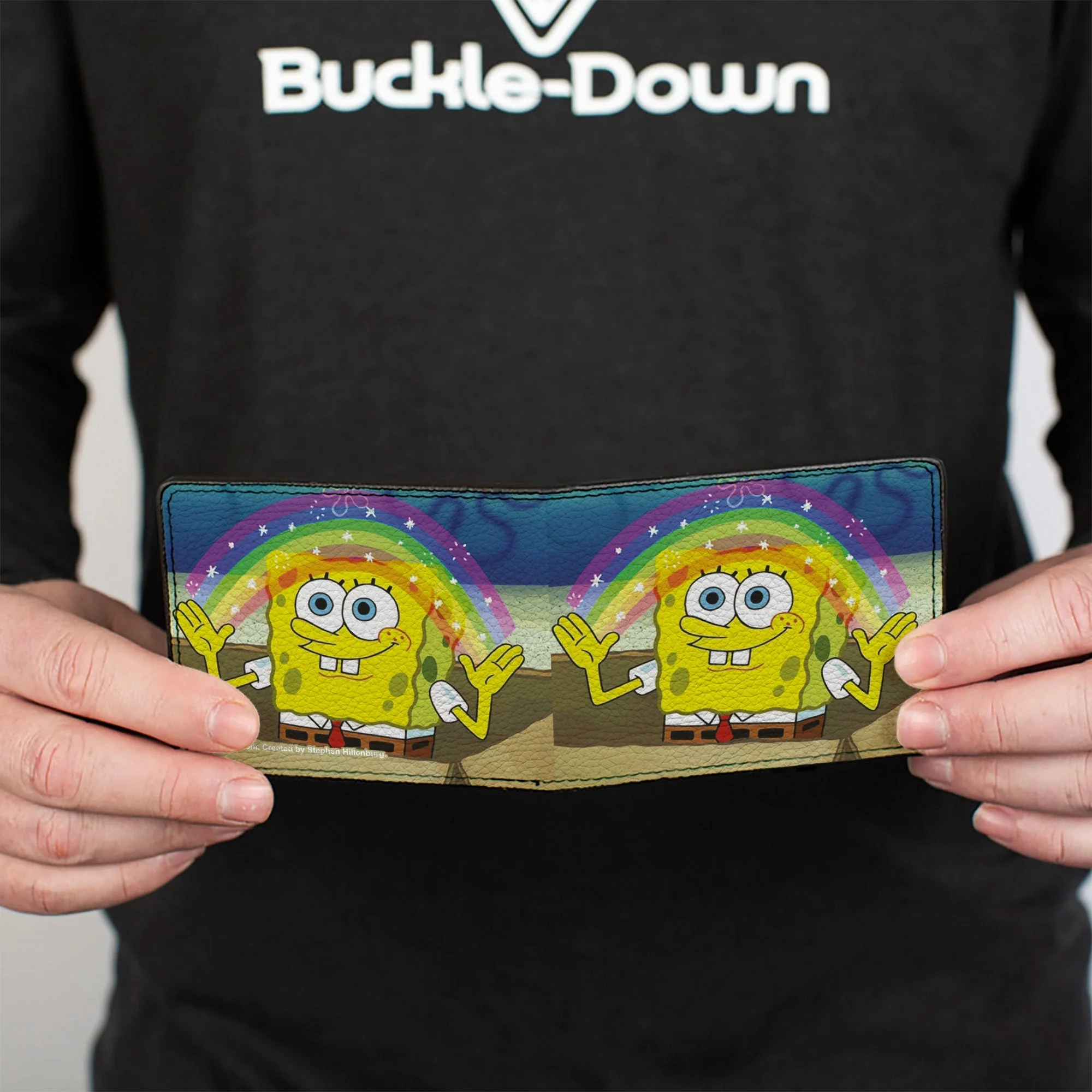 SpongeBob SquarePants Bi-Fold Wallet Imagination Smiling Rainbow Pose - Image 4