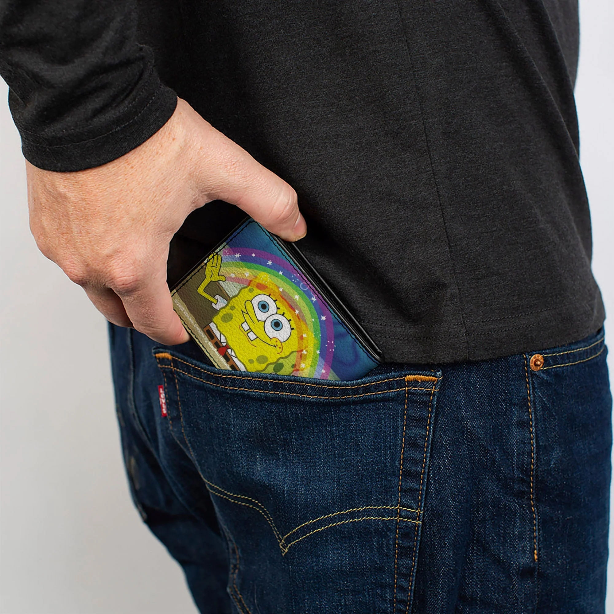 SpongeBob SquarePants Bi-Fold Wallet Imagination Smiling Rainbow Pose - Image 5