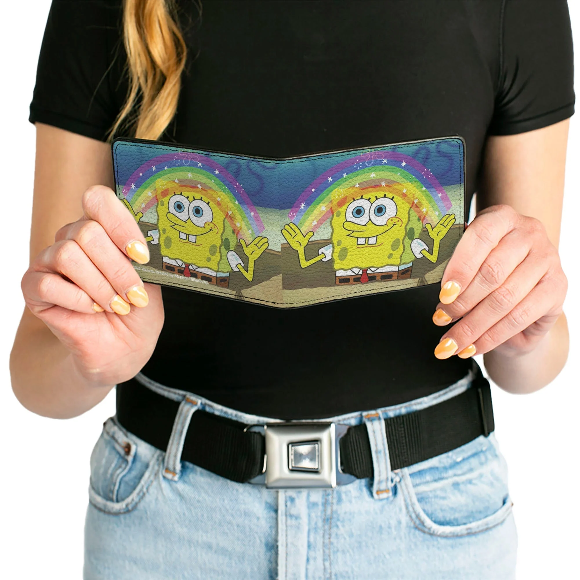 SpongeBob SquarePants Bi-Fold Wallet Imagination Smiling Rainbow Pose - Image 6