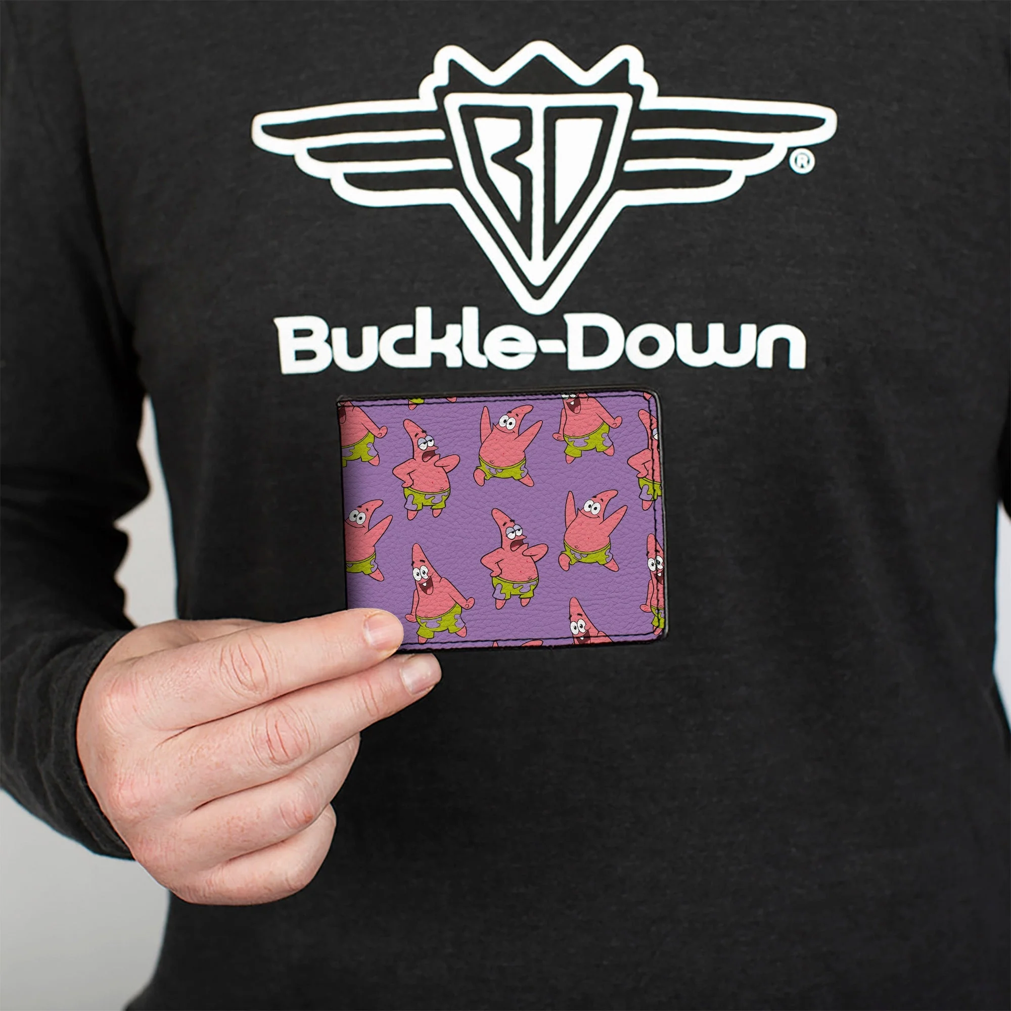 SpongeBob SquarePants Wallet Patrick Star Poses Scattered Vegan Leather Lavender - Image 3