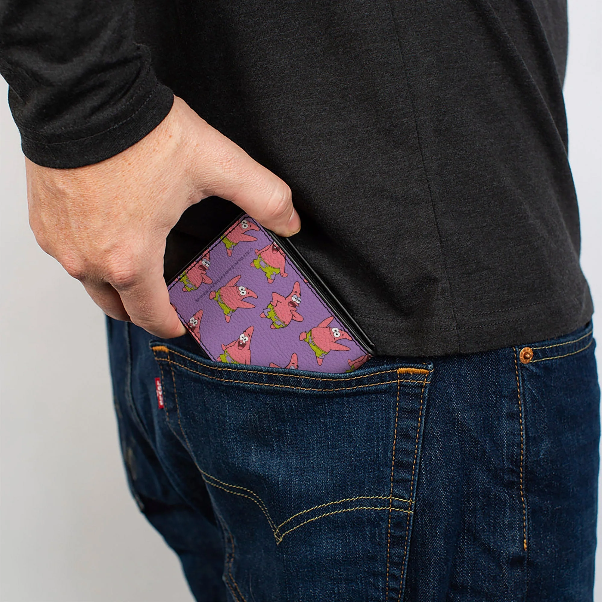 SpongeBob SquarePants Wallet Patrick Star Poses Scattered Vegan Leather Lavender - Image 5
