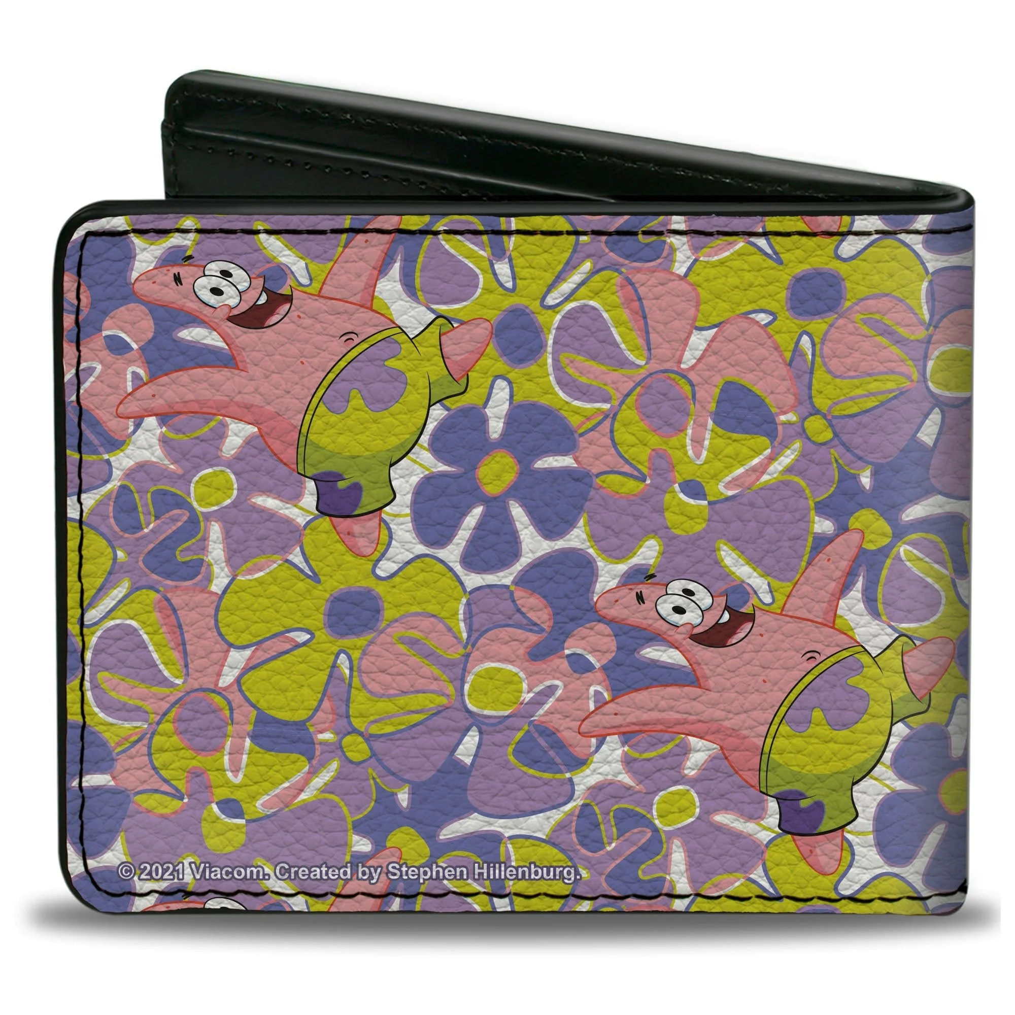 SpongeBob SquarePants Bi-Fold Wallet Patrick Starfish Sea Flowers Collage Multi Color - Image 2