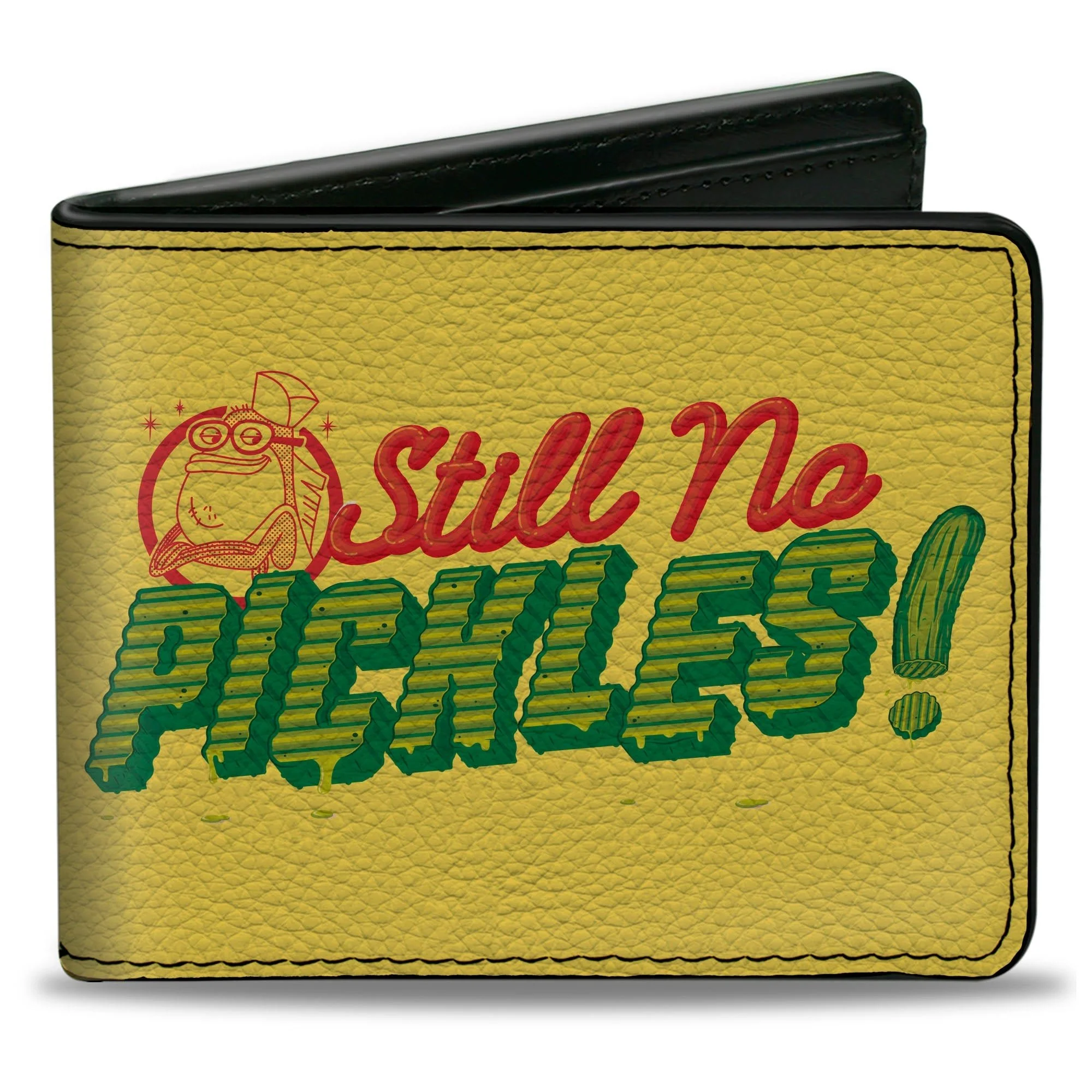 SpongeBob SquarePants Bi-Fold Wallet Still No Pickles Title Logo Vegan Leather Yellow/Multi Color