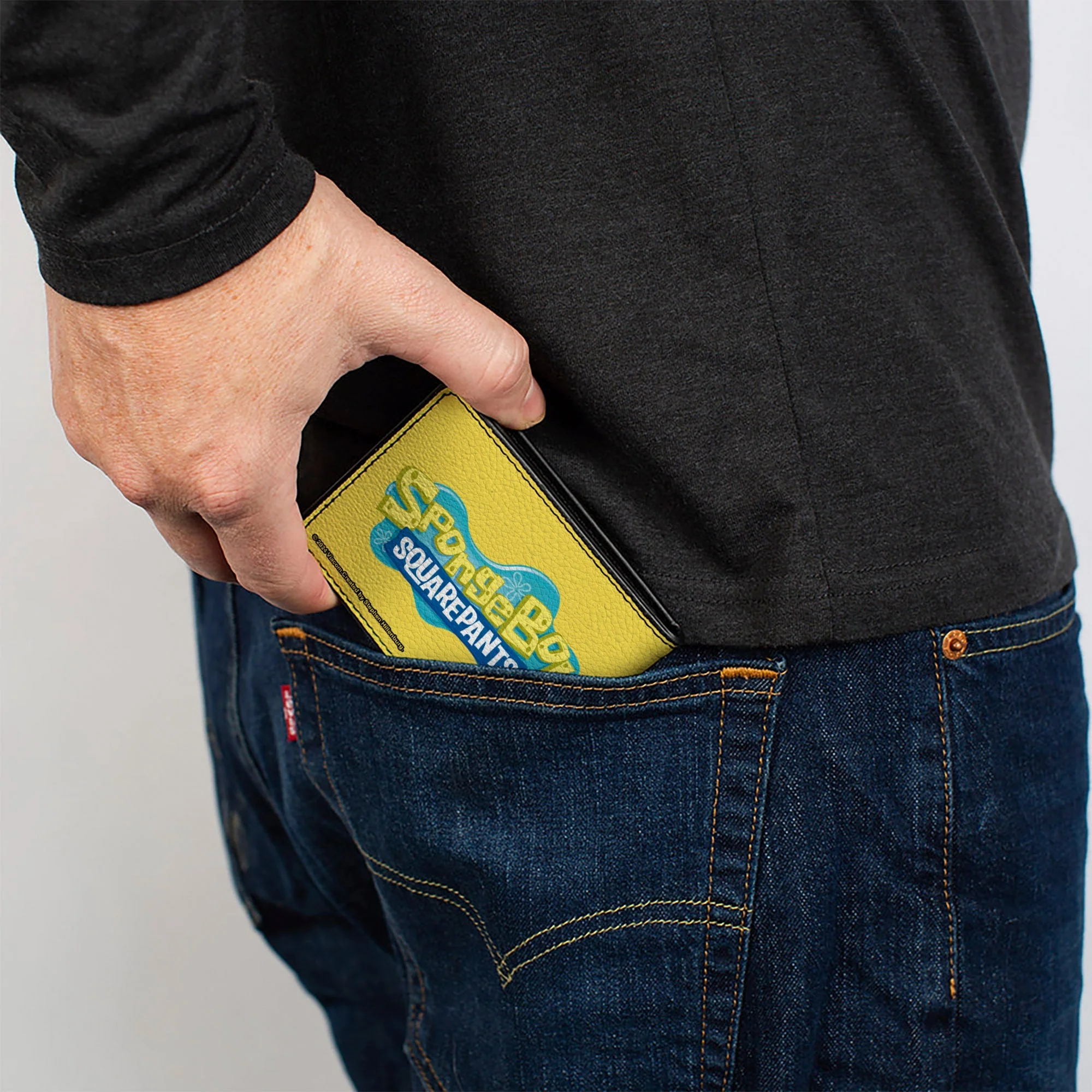SpongeBob SquarePants Bi-Fold Wallet Still No Pickles Title Logo Vegan Leather Yellow/Multi Color - Image 5