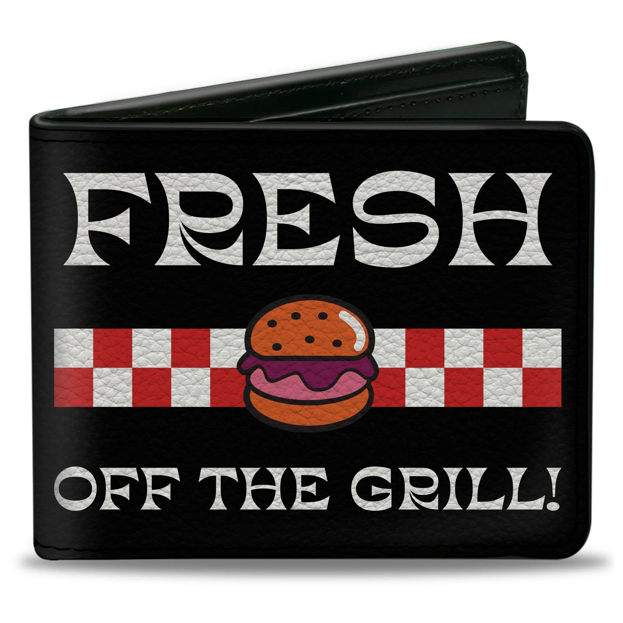 SpongeBob SquarePants Bi-Fold Wallet The Krusty Krab FRESH OFF THE GRILL Vegan Leather Black/White