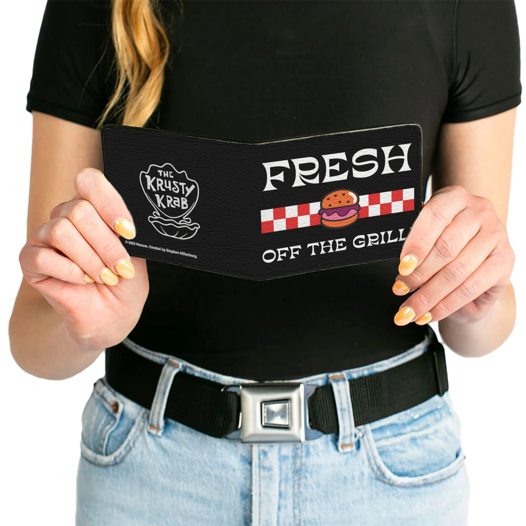 SpongeBob SquarePants Bi-Fold Wallet The Krusty Krab FRESH OFF THE GRILL Vegan Leather Black/White - Image 6