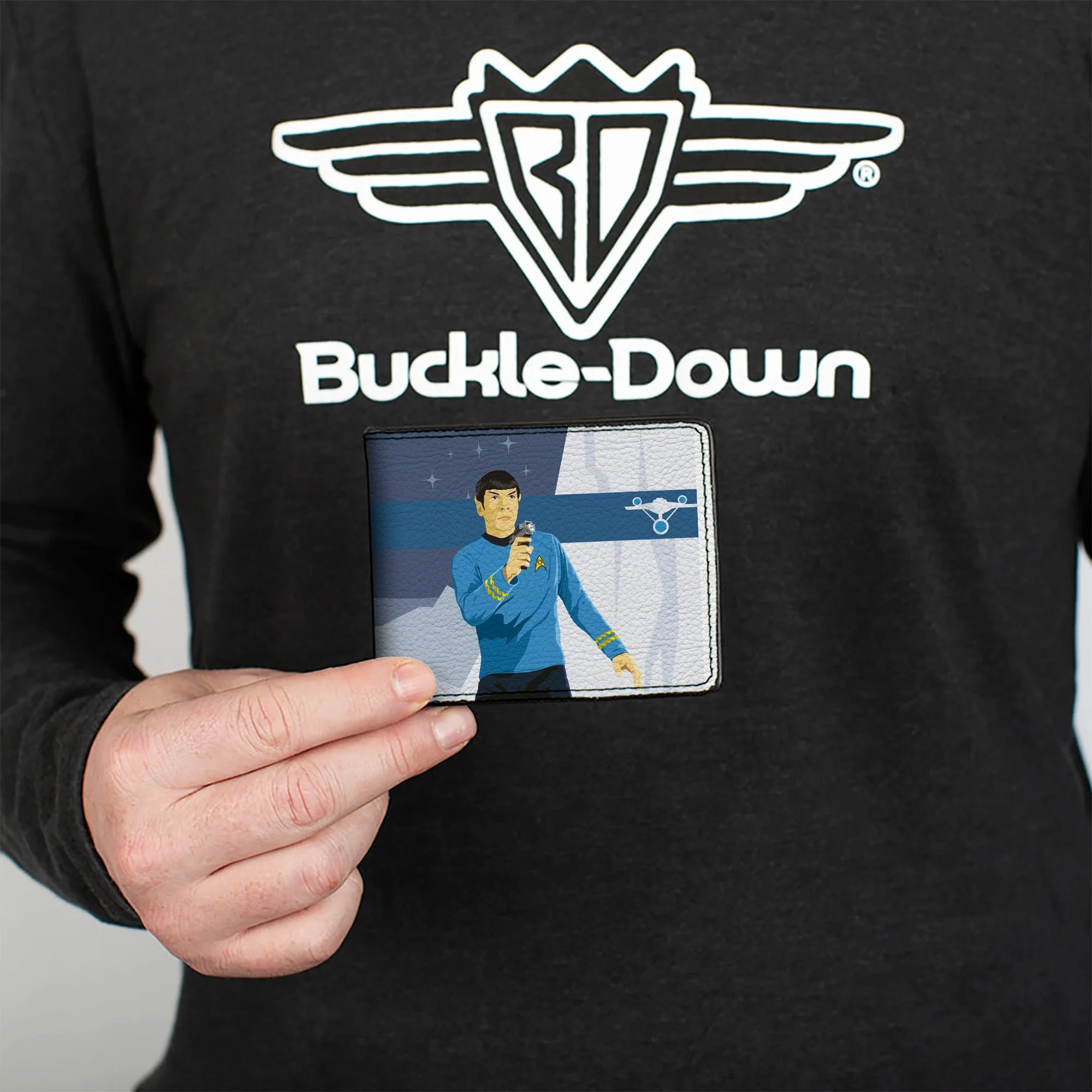 Star Trek Mr. Spock Phaser Pose Blue Bi-Fold Wallet - Image 3