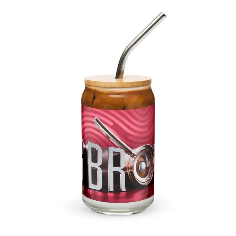 Big Brother Gold Magnifying Glass Can-Shaped Glass with Lid and Straw - Image 2