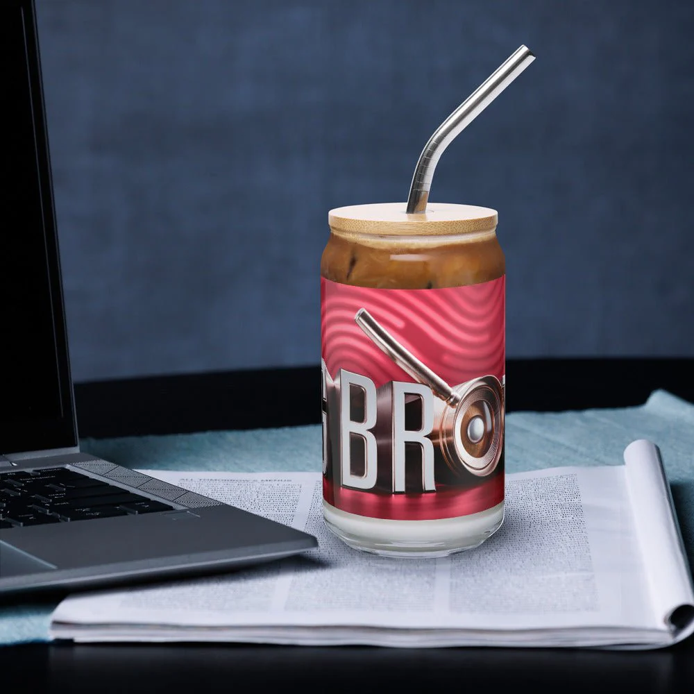 Big Brother Gold Magnifying Glass Can-Shaped Glass with Lid and Straw - Image 5