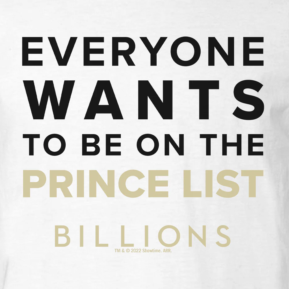 Billions Prince List Adult Short Sleeve T-Shirt - Image 2