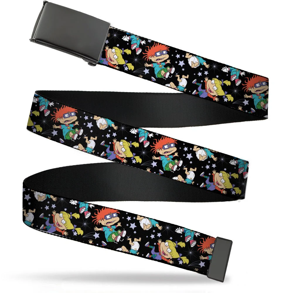 Rugrats Space Characters Scattered Black Web Belt