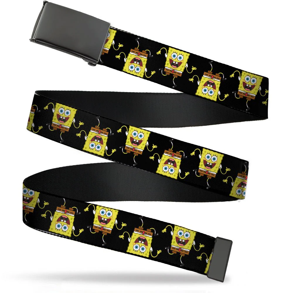 SpongeBob SquarePants Web Belt Wavy Arm Pose Flip Clamp Buckle Black