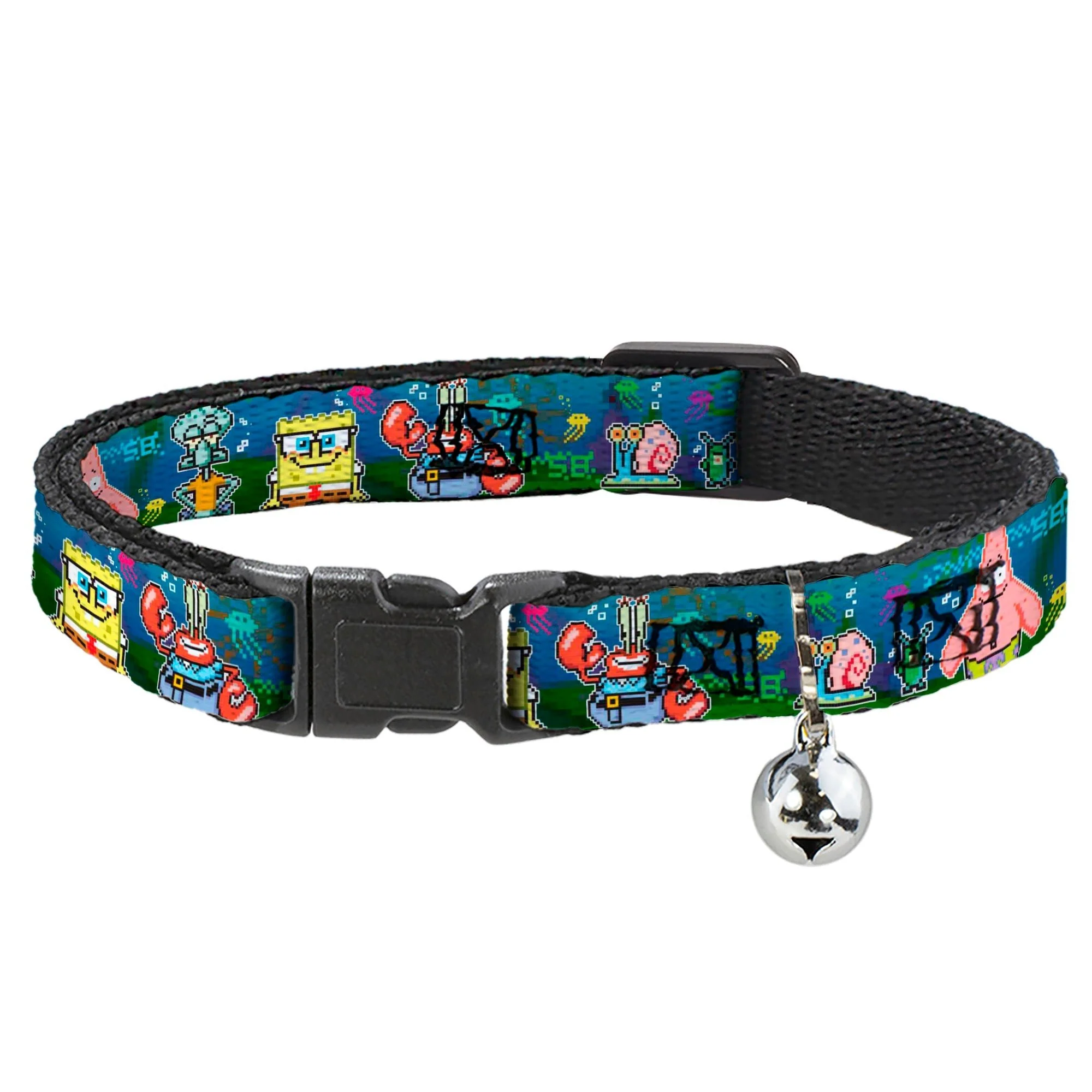 SpongeBob & Friends Cat Collar 8-Bit Scene Breakaway with Bell 8.5-12 Inches