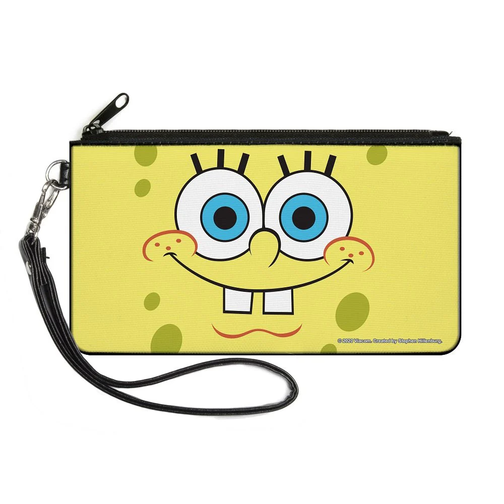 SpongeBob SquarePants Wallet SpongeBob Face Close-Up Small Zipper Canvas Yellow