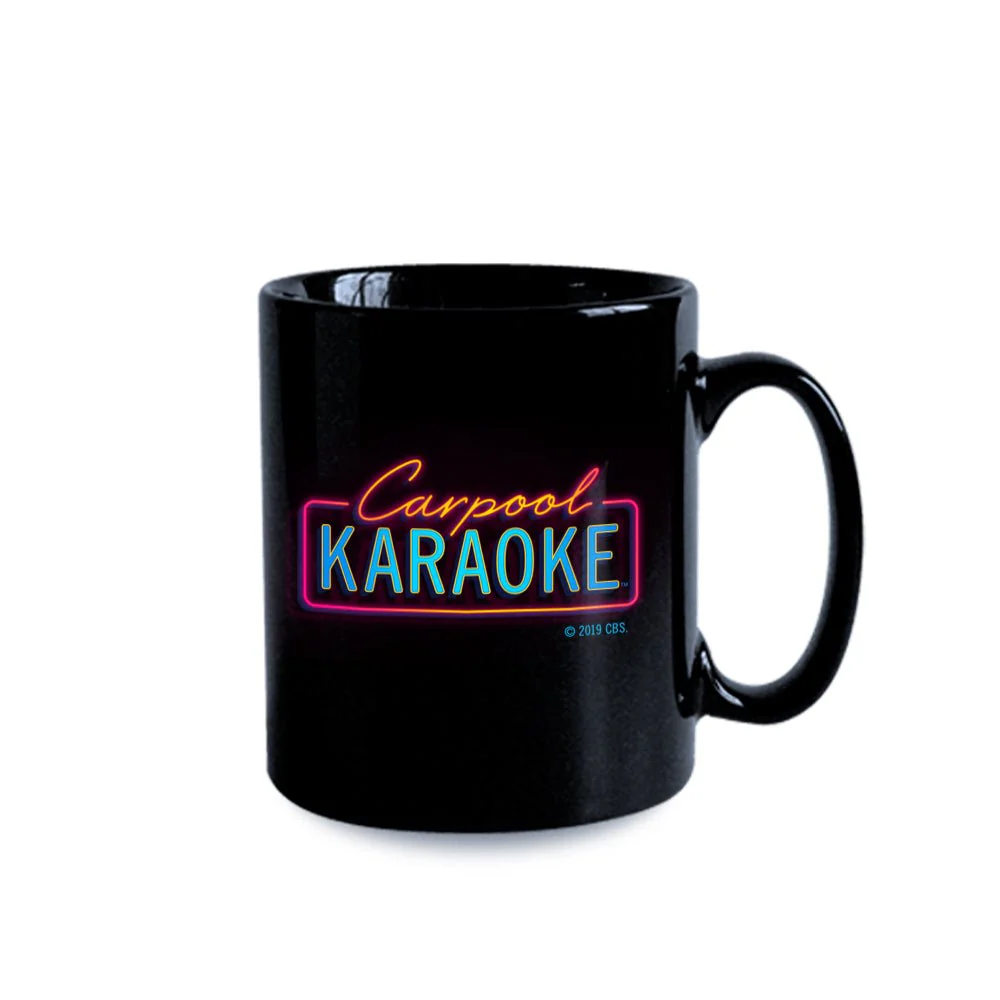 Carpool Karaoke Neon Logo 11 oz Black Mug - Image 4