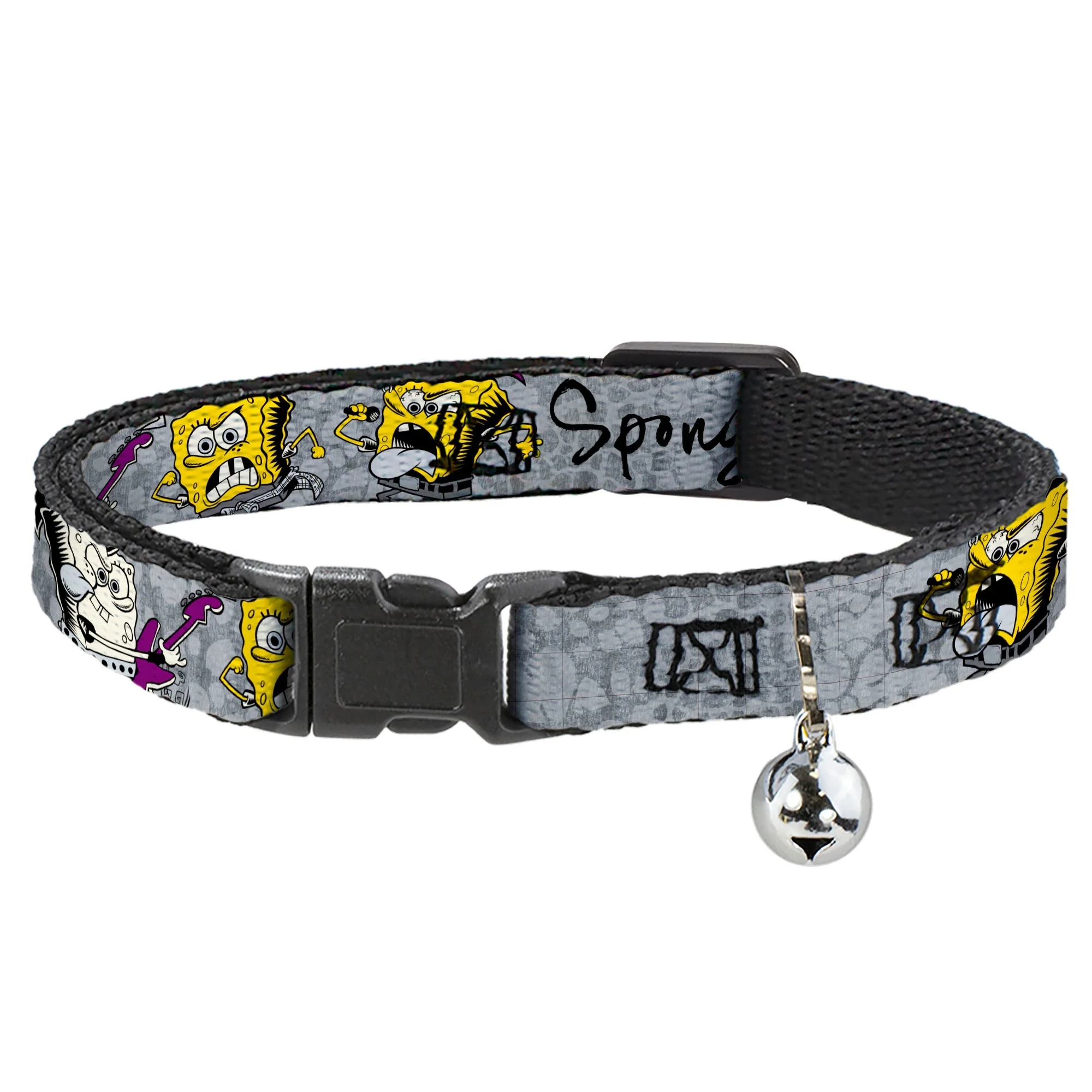 SpongeBob Cat Collar 3-Poses SPONGEITUDE Breakaway Bell Grays Black